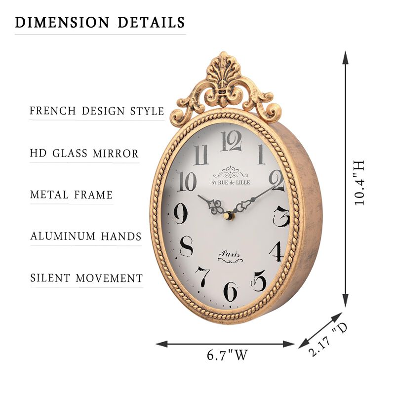 Reloj De Pared Abdurey, Peque&ntilde;o, Franc&eacute;s, Retro... image number null