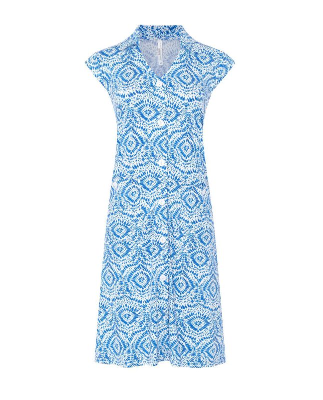 Vestido Largo Estampado Abierto Azul image number null