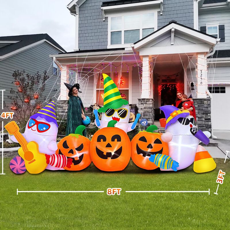 Inflable Kooy 2,4 m Fantasma Y Calabaza Con Luc... image number null