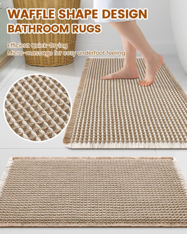 Alfombra De Ba&ntilde;o Smiry 61x41 Cm Marr&oacute;n Y Crema ... image number null