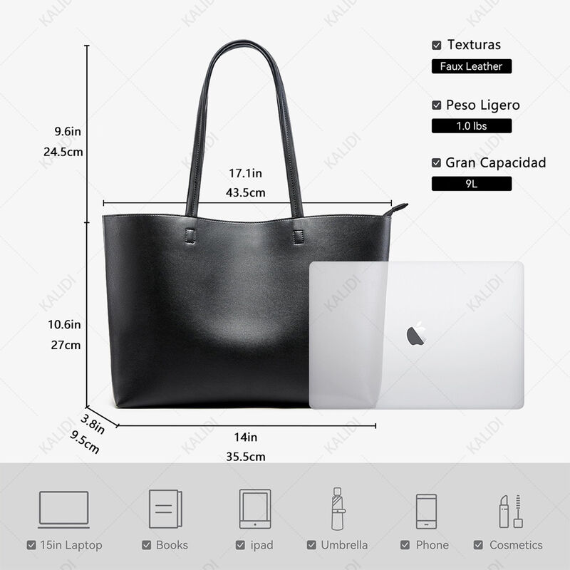 Bolso de Cuero Suave Marr&oacute;n Oscuro Amplio image number null