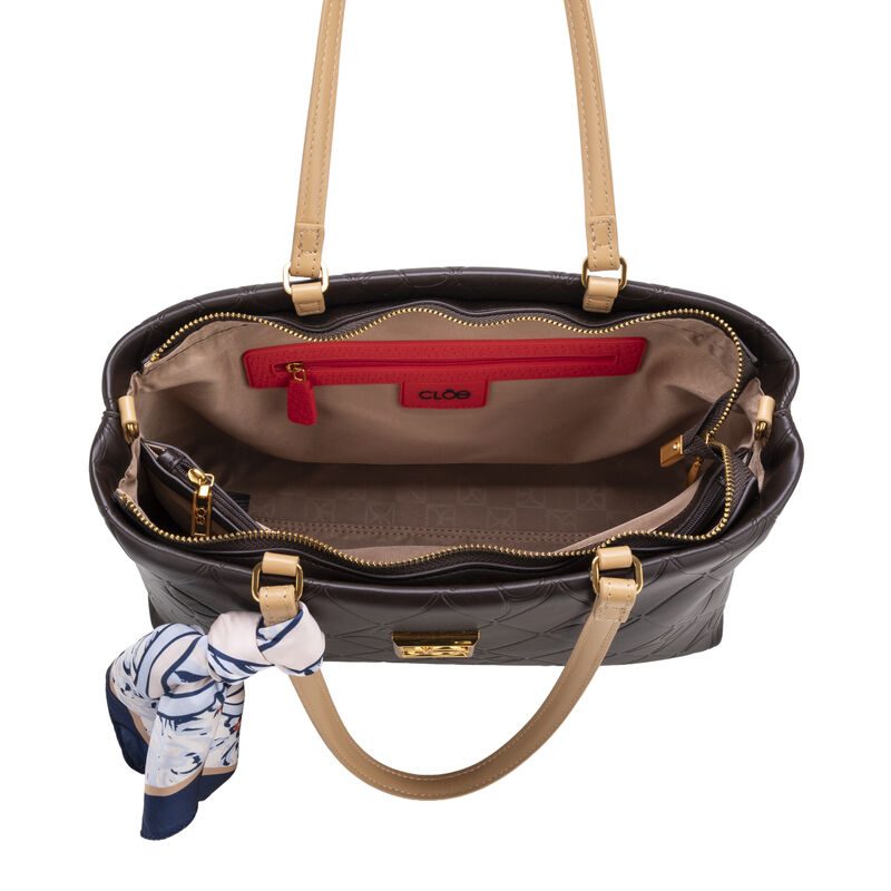 Bolsa Tote Grande Con Troquelado Color Caf&eacute; image number null