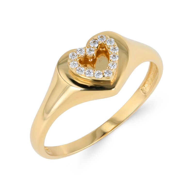 Anillo De Oro Amarillo 14k En Forma De Coraz&oacute;n ... image number null