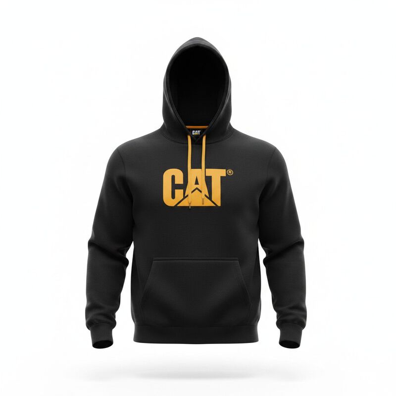 Hoodie Cat Caterpillar Hombre Negro Big Logo Co... image number null