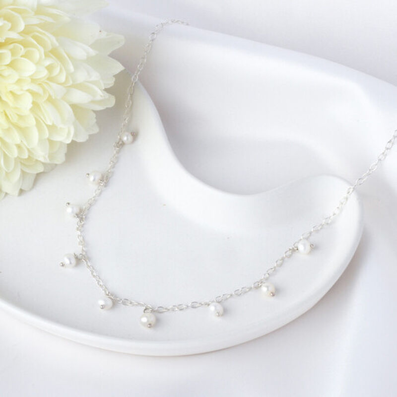 Collar Cadena De Plata con Perlas Mini image number null