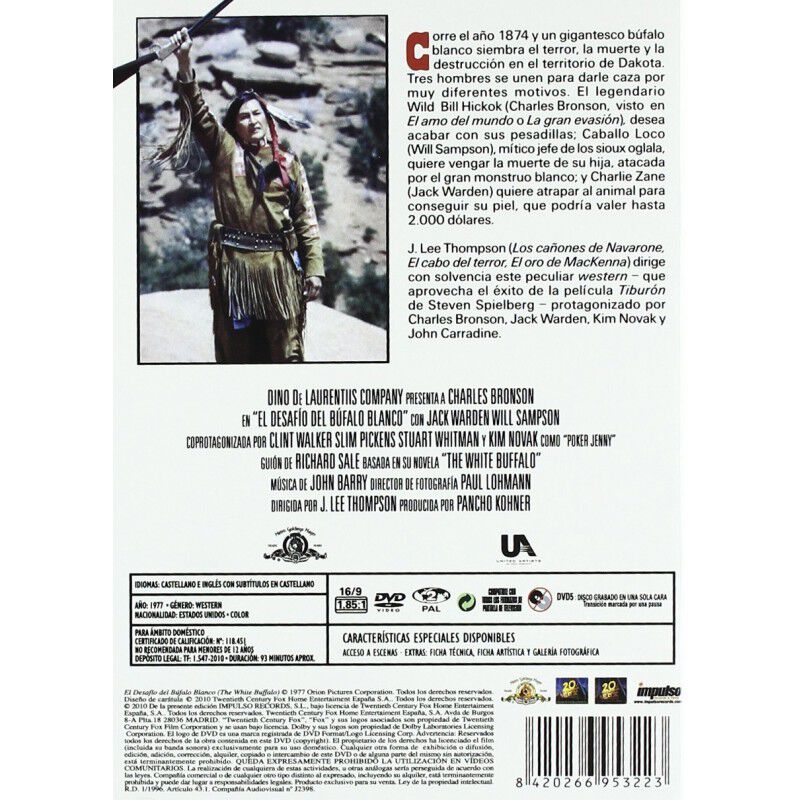 Desaf&iacute;o del b&uacute;falo blanco [DVD] image number null