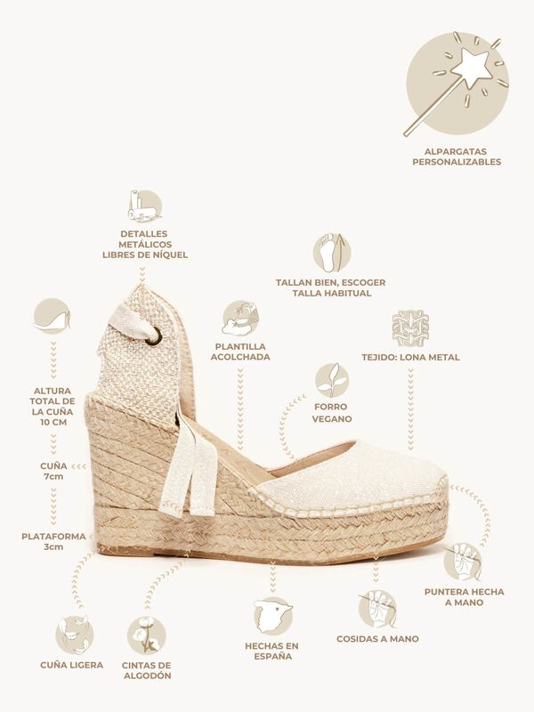 Alpargata de Cu&ntilde;a Alta Cala Lona Metal Blanco image number null
