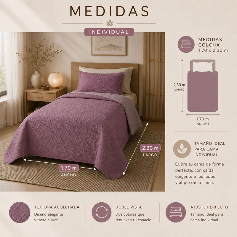 Juego De Colcha Doble Vista  Con 2 Fundas Decor... image number null