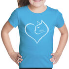 Camiseta Word Art Para Ni&ntilde;a - Coraz&oacute;n de Gato - Turquesa