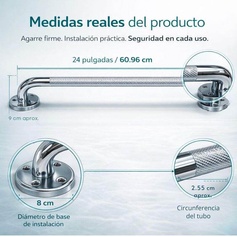 Barra Seguridad Para Ba&ntilde;o 24" (60cm) En Acero I... image number null