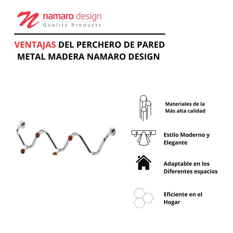Perchero De Pared Metal/madera Namaro Design image number null