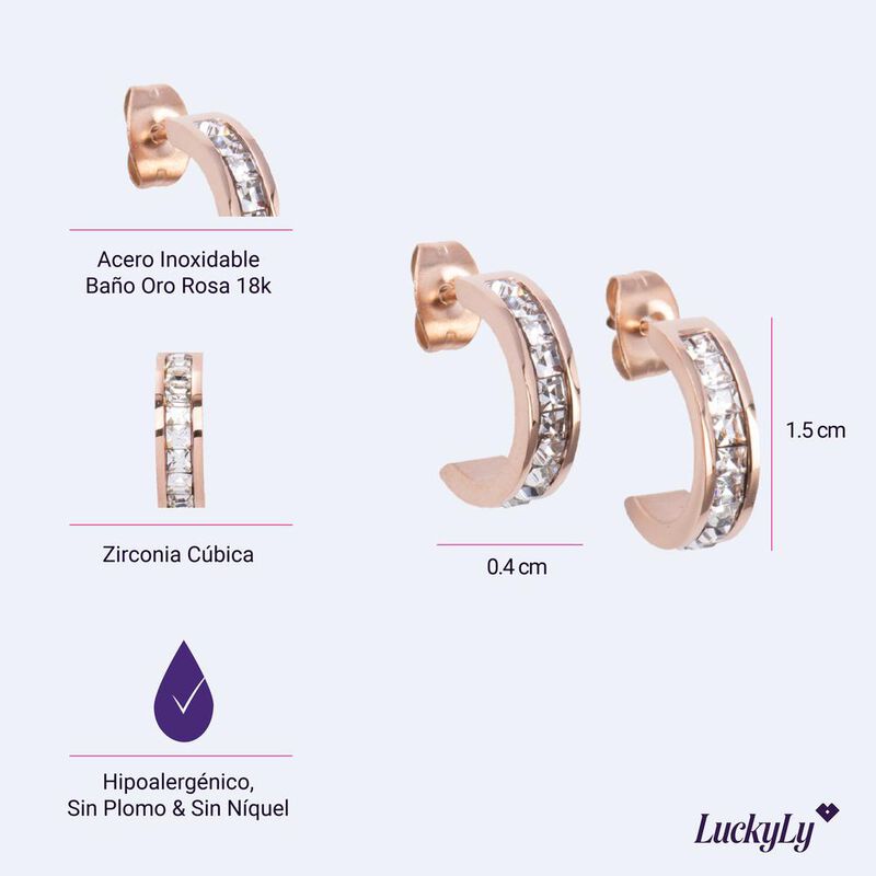 Arracadas Mujer Acero Inoxidable Aretes Zirconi... image number null