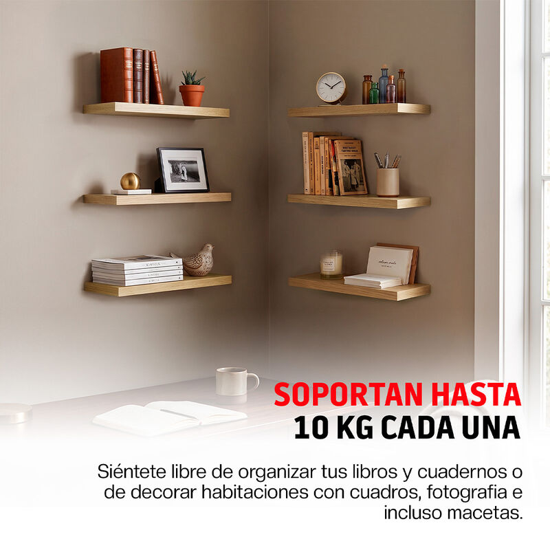 Set de Repisas Flotantes de Madera 6 Piezas tip... image number null