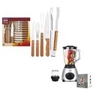 Combo Licuadora Lar / Fussion Vaso Vidrio 1.5L + Kit de Asado C/Mangos de Madera 15 Piezas END