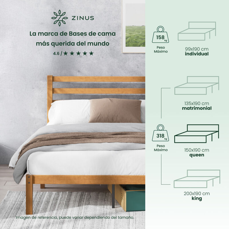 Zinus | Leah | Base De Cama Queen De Bamb&uacute; Con ... image number null