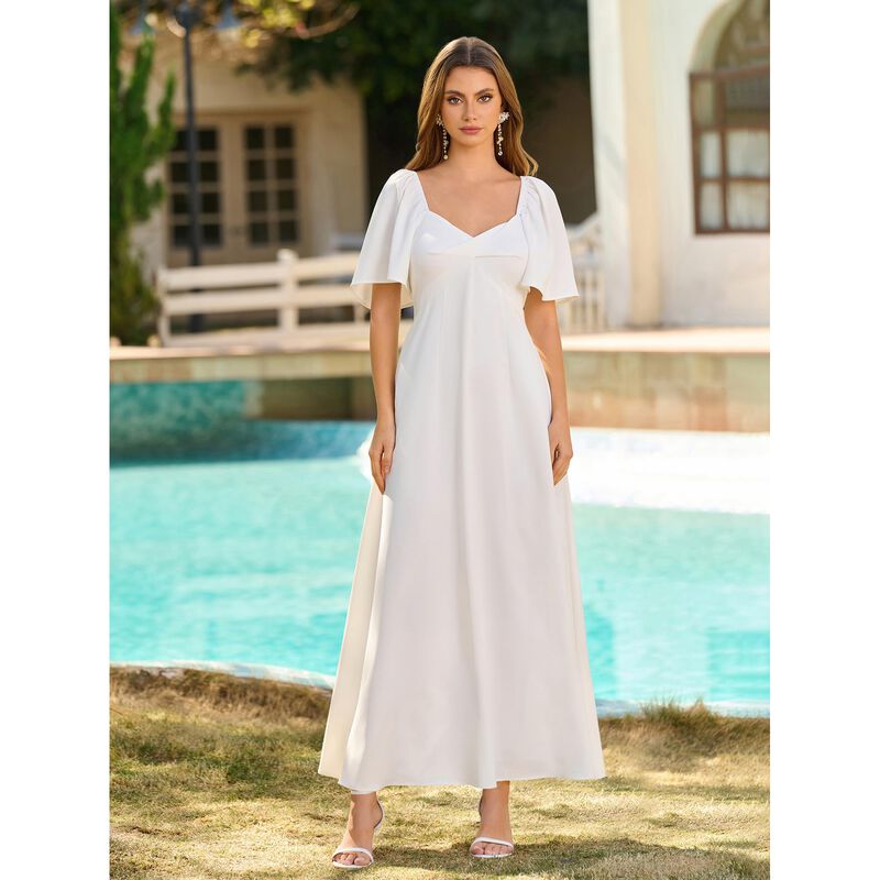 Vestido Kutumai Maxi Fluido Cuello V Manga Cort... image number null