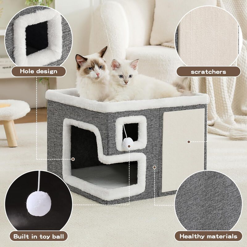 Casa Para Gatos Crispedia 42x42x33 Cm Gris Pleg... image number null
