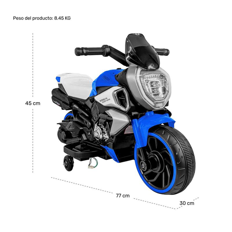 Moto Montable El&eacute;ctrica Azul 6v Luces M&uacute;sica Us... image number null