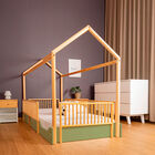 Cama Casa de Madera Montessori Individual Verde Duduk