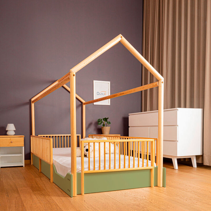 Cama Casa de Madera Montessori Individual Verde... image number null
