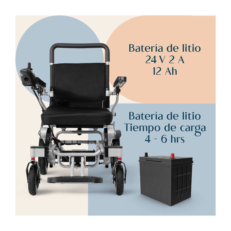 Silla Ruedas El&eacute;ctrica Plegable Acero Controlad... image number null