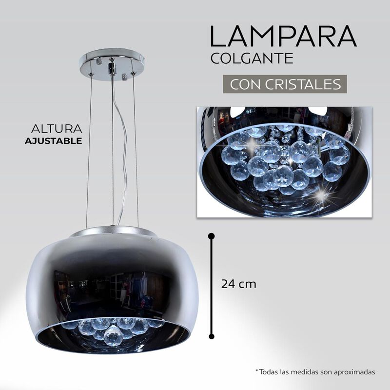 Lampara Colgante De Vidrio Traslucida Con Tiras... image number null