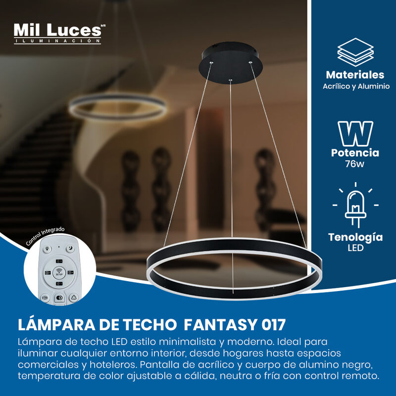 L&aacute;mpara de Techo MIL LUCES FANTASY 017 Negro Ma... image number null