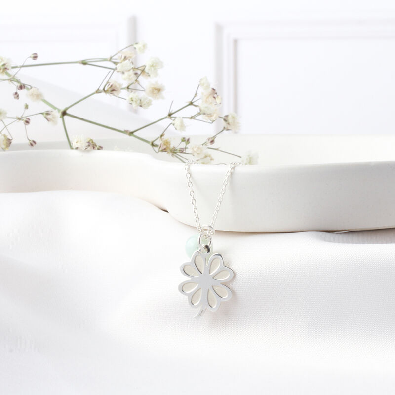 Dije Suerte Tr&eacute;bol de Plata con Amazonita y Cad... image number null