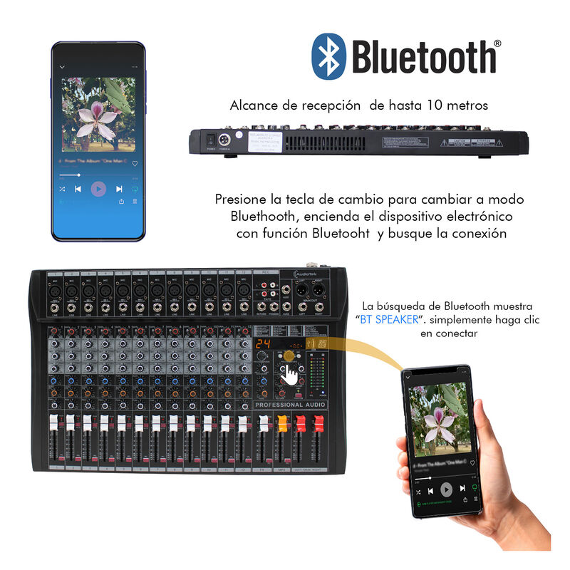 Consola Mezcladora Audio Dj 12 Canales Bluetoot... image number null