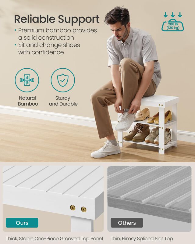 Banco Songmics Para Zapatos De Bamb&uacute; 29x50x45 C... image number null