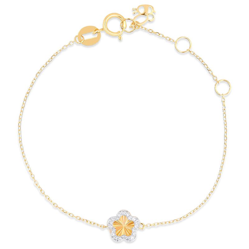 Pulsera Oro Amarillo 14k De Flor 5pts Diamante ... image number null