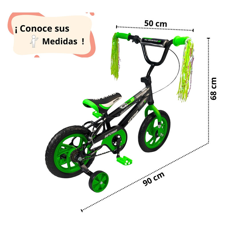 Bicicleta Infantil Ni&ntilde;os R12 Ruedas Auxiliares ... image number null