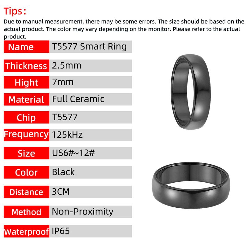 Anillo Brian T5577 125khz Zirconia Negro Us11# image number null