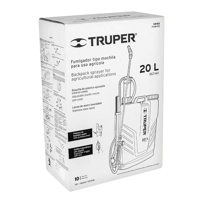 Fumigador de 20 L Manual de Mochila Truper image number null