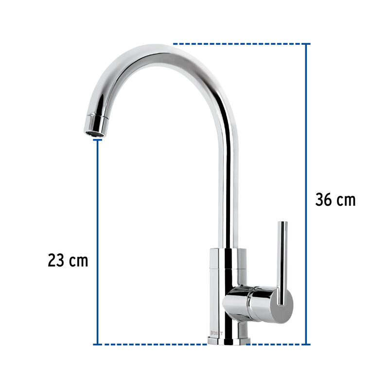 Monomando Cromo Cuello Alto para Fregadero Fose... image number null