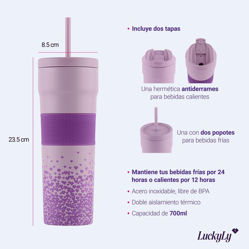 Termo Acero Inoxidable Vaso Con Popote, Taza T&eacute;... image number null