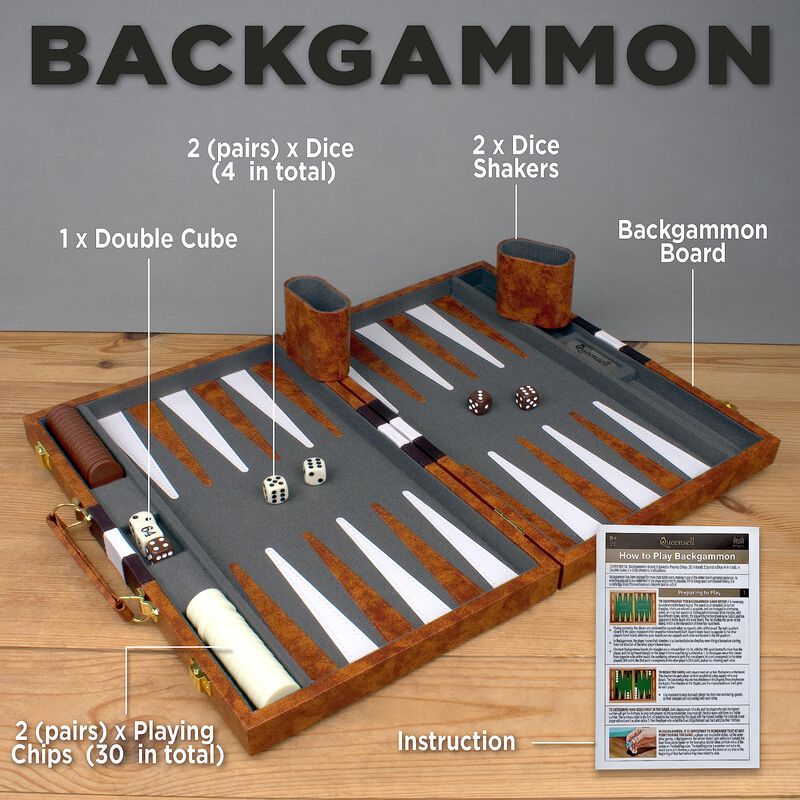 Set De Backgammon De Piel Queensell De 19 X 15 ... image number null