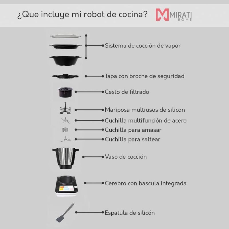 Robot de Cocina Mirati con Pantalla Touch y Con... image number null