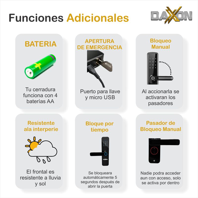 Cerradura Chapa Inteligente Wi-Fi Huella Contra... image number null