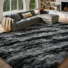 Alfombra Finr&egrave;c Home 244 &times; 152 cm Con Rayas Tie‑dye Negras