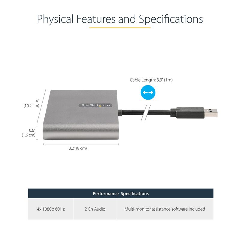 Adaptador Usb 3.0 A Hdmi Cu&aacute;druple Startech.com... image number null
