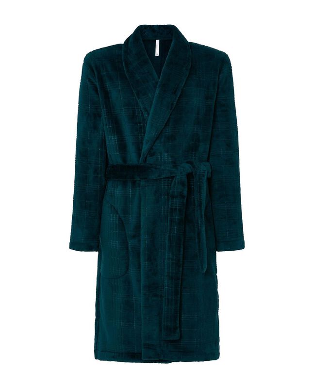 Bata Larga de Cuadros Verdes Verde image number null