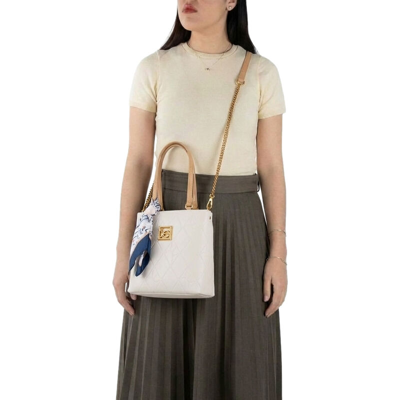Bolsa Tote Chica Con Troquelado Color Beige image number null