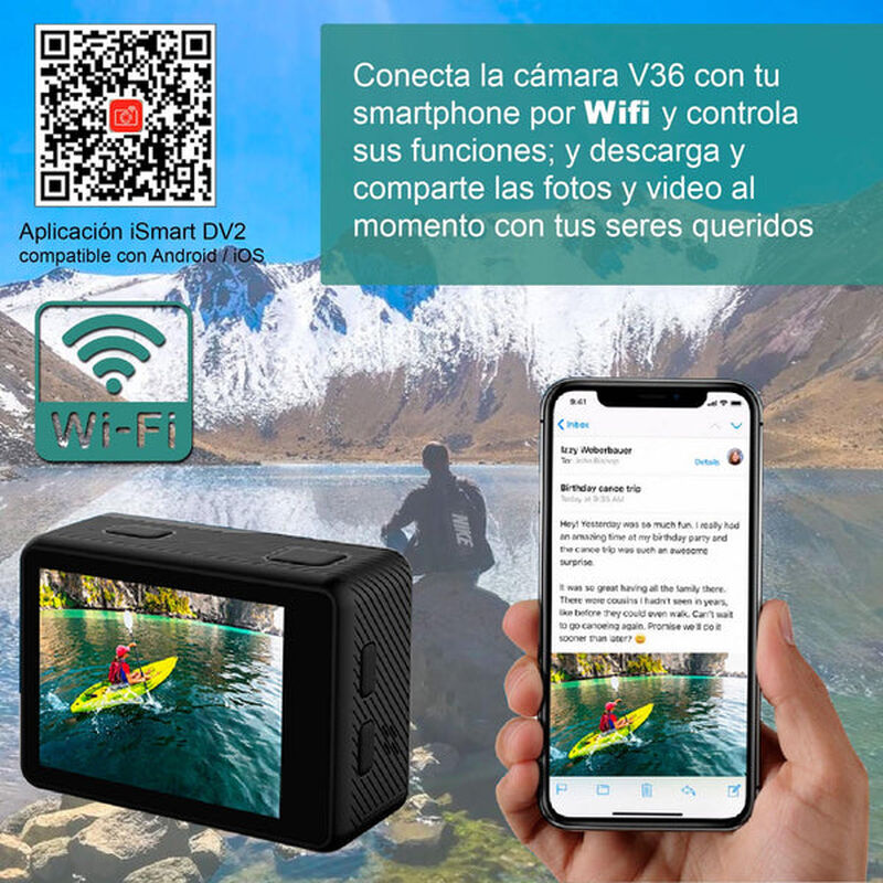 Cámara Digital Deportiva V36 Doble Pantalla 4k ... image number null