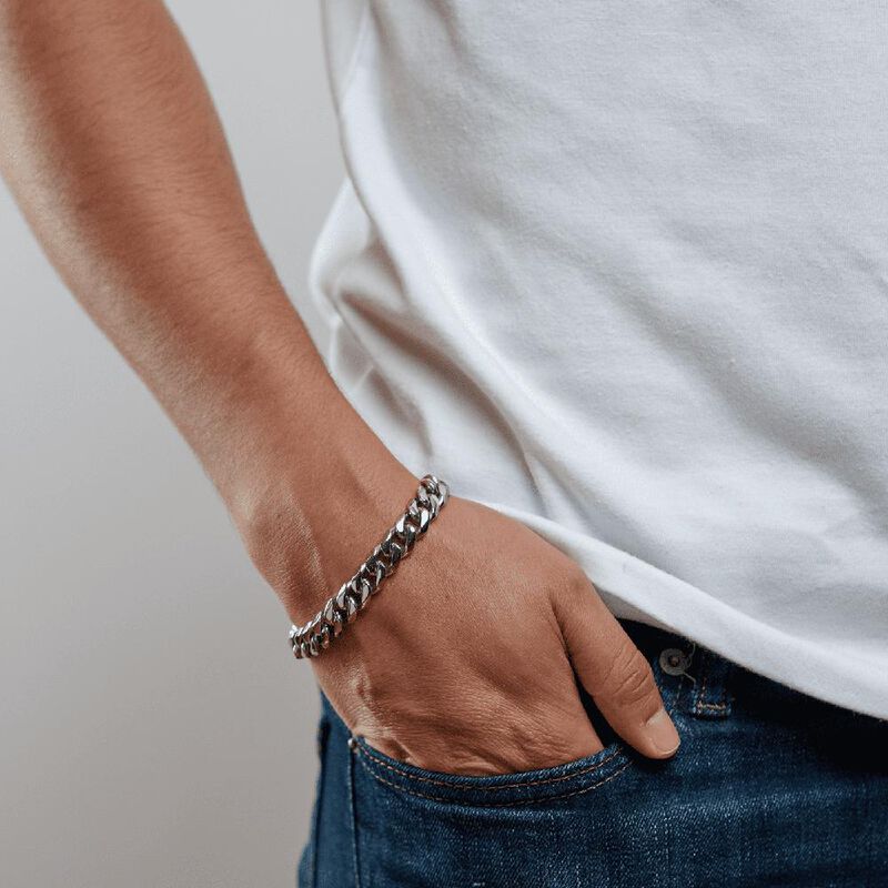 Pulsera Hombre, Brazalete Esclava Plata Oro, Re... image number null