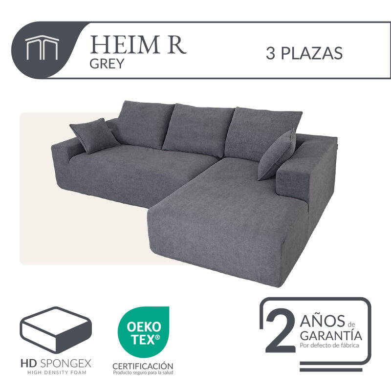 Sof&aacute; Espuma Alta densidad HEIM R Grey 3 plazas ... image number null