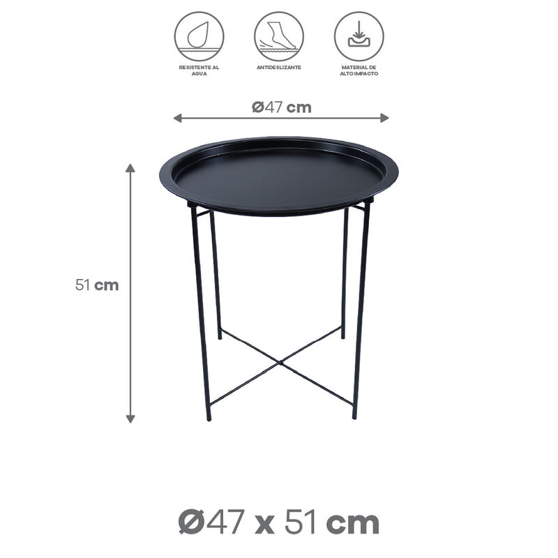Mesa Lateral con Bandeja Redonda - Color Negra image number null