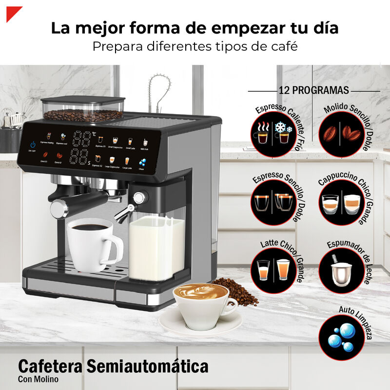 Cafetera Semiautom&aacute;tica Con Molino 1350 W Bogne... image number null