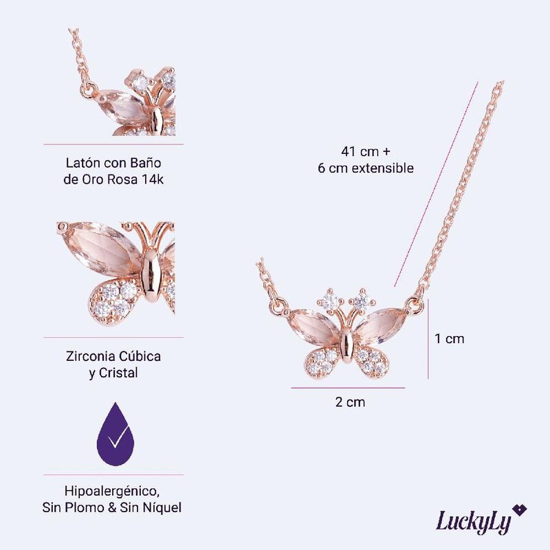 Collar Mujer Dije Cristal Y Zirconias, Joyería ... image number null