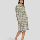 Bata Larga Cuadros con Botones Gris